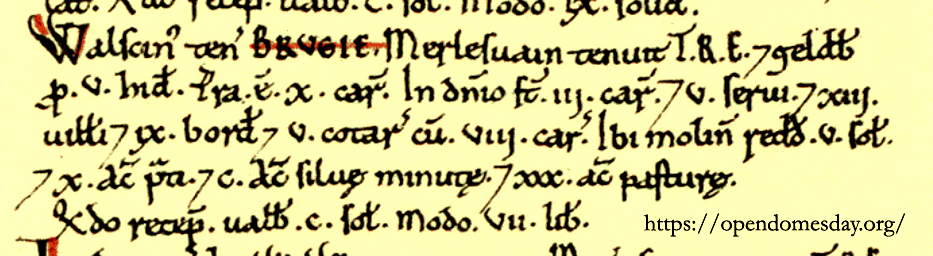 The Spelling of Bridgwater in Domesday.